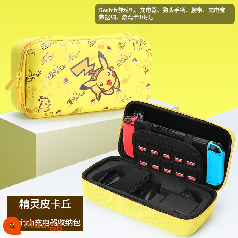 Pokémon Pikachu trọn bộ phụ kiện Ốp lưng bảo vệ Nintendo Switch Túi đựng Switchol vỏ cứng tay cầm màn hình oled Ốp lưng trong suốt silicone mềm hộp thẻ ns vòng tập thể dục hộp vỏ mềm hộp cassette - Switch có thể trang bị sạc + túi đựng cầm tay "Elf Pikachu" đi kèm miếng dán + nắp