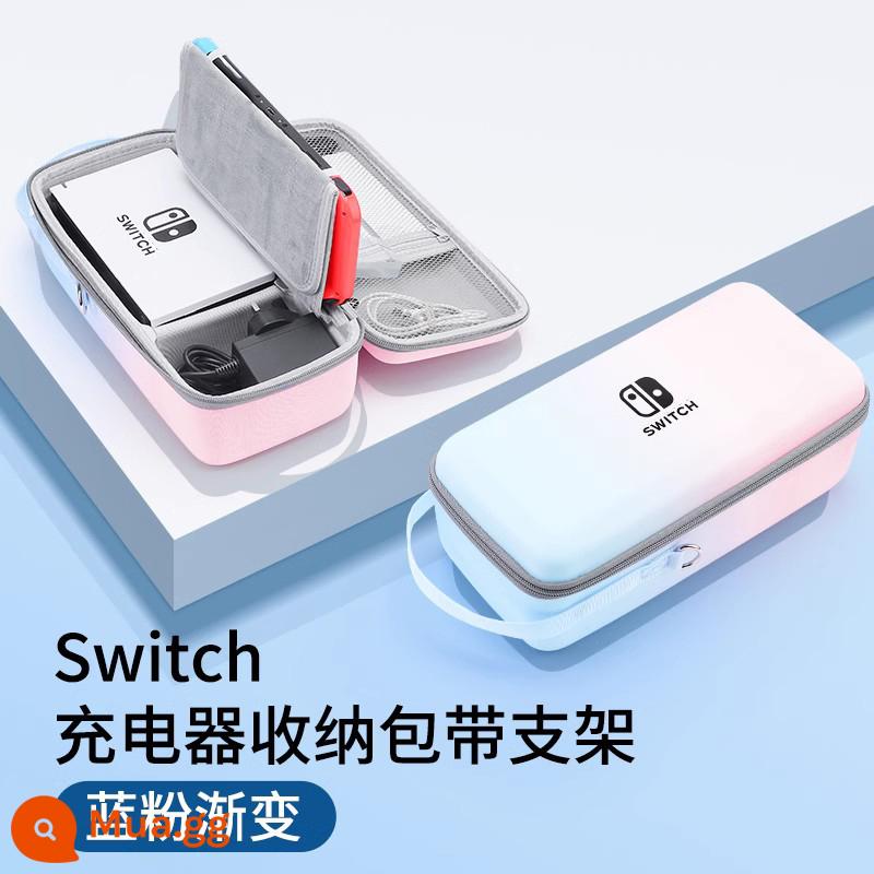 Túi lưu trữ switch chính thức Vỏ bảo vệ switcholed Hộp băng cassette Nintendo ns trọn bộ máy chơi game oled xách tay dung lượng lớn vỏ cứng hộp phụ kiện tay cầm switchlite - Túi đựng chuyển đổi có độ dốc màu xanh và hồng [có thể giữ bộ sạc + đế] chân đế tích hợp