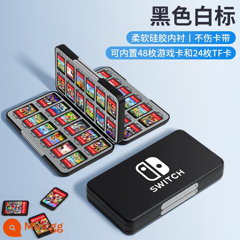 Hộp thẻ chuyển đổi Splatoon 3 Hộp lưu trữ băng cassette Nintendo Thẻ trò chơi Pokémon Zhuzi ns hút từ gói thẻ switcholed dung lượng lớn 24 tay áo bảo vệ gói phụ kiện thợ săn quái vật - Phiên bản nâng cấp silicon gồm 48 miếng [màu đen nhãn trắng] có thể lưu trữ 48 băng cassette + 24 thẻ TF√