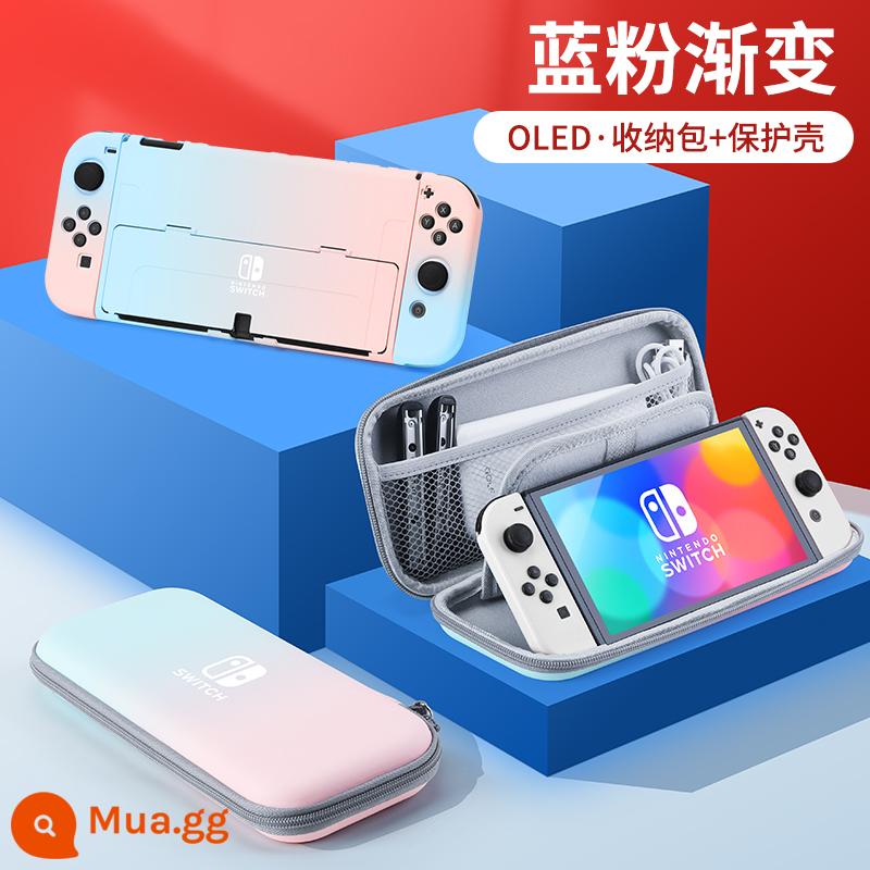 Túi đựng Nintendo Switch Túi bảo vệ Mario ns máy chơi game oled xách tay dung lượng lớn hộp vỏ cứng hộp cassette switcholed siwch tay cầm vỏ tay trọn bộ phụ kiện - Hộp đựng cứng có chân đế Oled [gradient màu xanh và hồng + hộp bảo vệ cùng kiểu dáng] đi kèm với phim + nắp