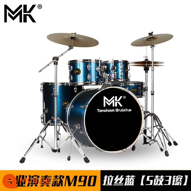 Bộ trống MK dành cho người lớn trẻ em tại nhà trống jazz 5 trống 234 鑔 cho người mới bắt đầu thực hành kiểm tra hiệu suất chuyên nghiệp - Mẫu biểu diễn chuyên nghiệp M90 xanh xước [5 trống 3 vàng]