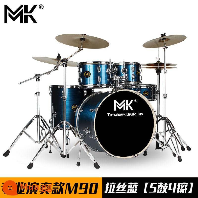 Bộ trống MK dành cho người lớn trẻ em tại nhà trống jazz 5 trống 234 鑔 cho người mới bắt đầu thực hành kiểm tra hiệu suất chuyên nghiệp - Model biểu diễn chuyên nghiệp M90 xanh xước [5 trống 4 vàng]