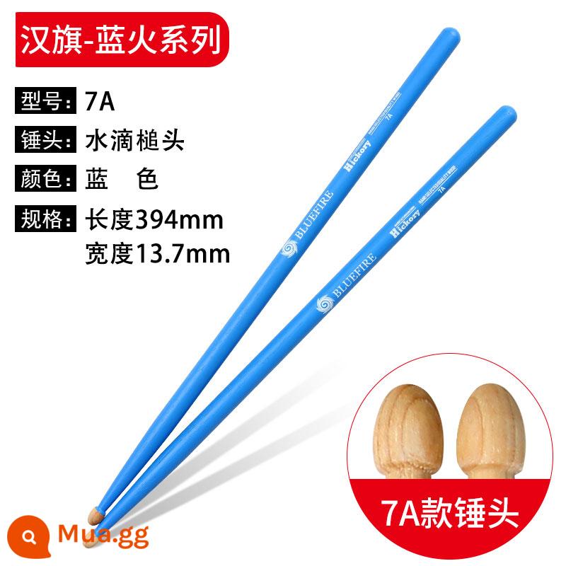 Han Brand Drum Stick Blue Fire 5A kệ Drummo 5BH Peach Wood Children Hun Hanqi Drum Stick chuyên nghiệp Gỗ Solid 7A - Màu xanh 7A