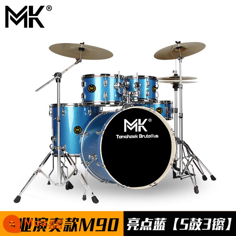 Bộ trống MK dành cho người lớn trẻ em tại nhà trống jazz 5 trống 234 鑔 cho người mới bắt đầu thực hành kiểm tra hiệu suất chuyên nghiệp - Mẫu biểu diễn chuyên nghiệp M90 xanh highlight [5 trống 3 vàng]