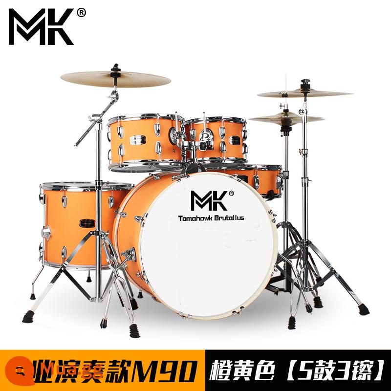 Bộ trống MK dành cho người lớn trẻ em tại nhà trống jazz 5 trống 234 鑔 cho người mới bắt đầu thực hành kiểm tra hiệu suất chuyên nghiệp - Mẫu biểu diễn chuyên nghiệp M90 cam [5 trống 3 vàng]