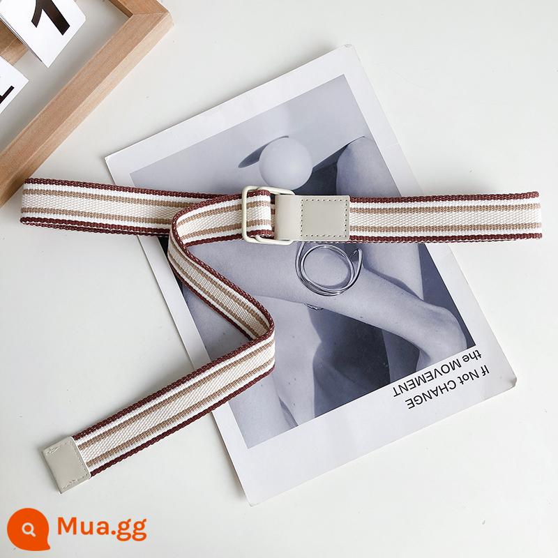 Thắt lưng vải canvas nữ thời trang phong cách Hàn Quốc Ins phong cách trang trí quần jeans mùa hè thường ngày không đục lỗ sinh viên thắt lưng đa năng - cà phê/ka/cà phê