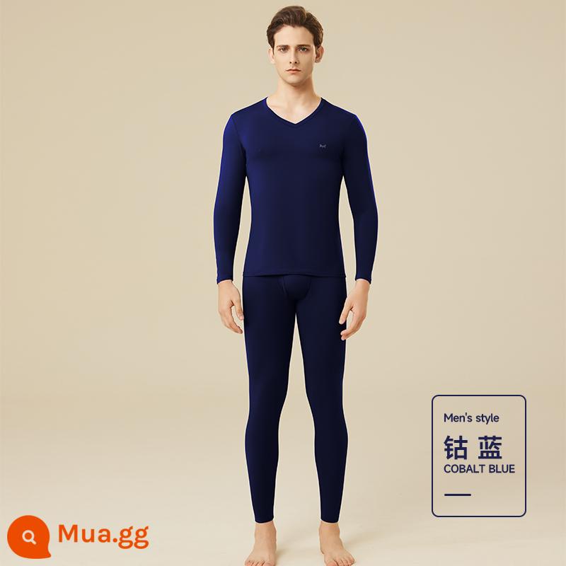 Catman 60 chiếc phương thức làm nóng quần áo nam áo len cotton kháng khuẩn đáy áo sơ mi mỏng quần áo mùa thu vệ sinh quần nữ phù hợp với - Nhóm A [60 modal kháng khuẩn] cổ chữ V nam - xanh coban