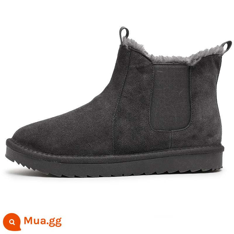 Boots Snow Boots nam Tích hợp ống ngắn vào mùa đông cộng với nhung dày Đông Bắc Big Shoes -skids và giày - Nâng cấp màu xám