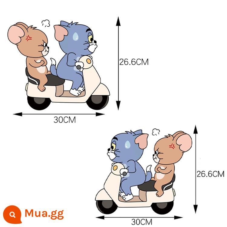 Hình dán xe Tom và Jerry Mèo Tom trang trí điện thân xe dán che trầy xước cá tính sáng tạo phim hoạt hình dán xe - Tom và Jerry Đi xe đạp: (trái + phải) đôi 30cm