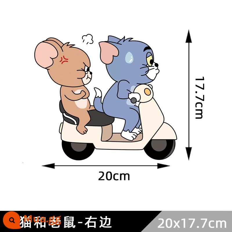 Hình dán xe Tom và Jerry Mèo Tom trang trí điện thân xe dán che trầy xước cá tính sáng tạo phim hoạt hình dán xe - Tom và Jerry Ride: (bên phải) 20 cm