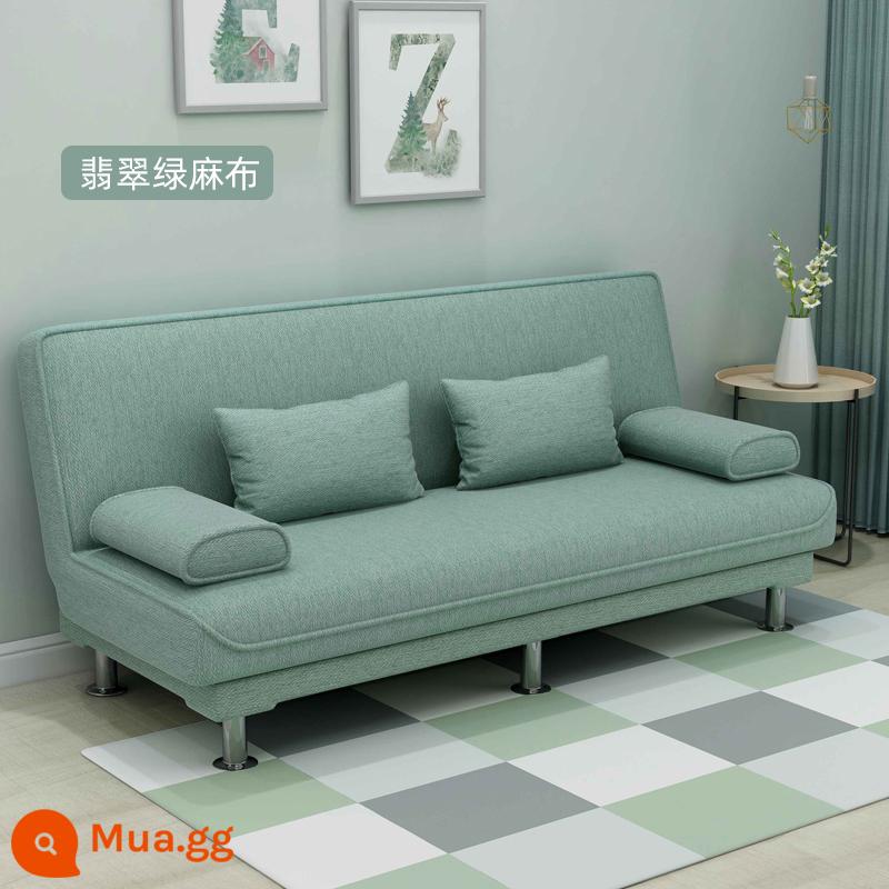 Sofa giường đôi đơn giản gấp gọn đa năng đôi 3 người cho thuê phòng khách căn hộ nhỏ sofa vải lười - Vải lanh màu xanh ngọc lục bảo