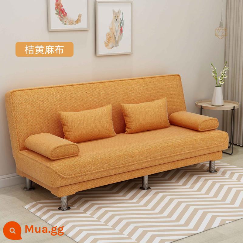 Sofa giường đôi đơn giản gấp gọn đa năng đôi 3 người cho thuê phòng khách căn hộ nhỏ sofa vải lười - Vải đay màu cam