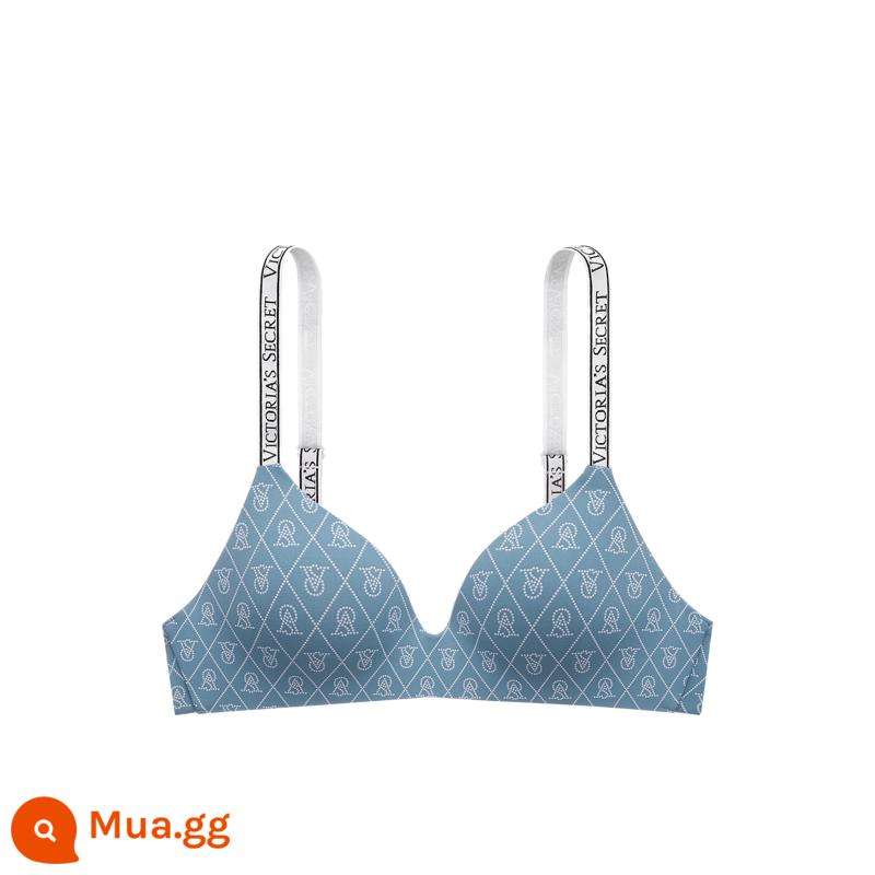 Thẳng xuống 188|Victoria's Secret Logo Letter Dây đeo vai Vú nhỏ tạo nên sự sexy lớn của Mỹ Đồ lót gợi cảm nữ phong cách mới - 5HBI xanh mỏng không viền thép