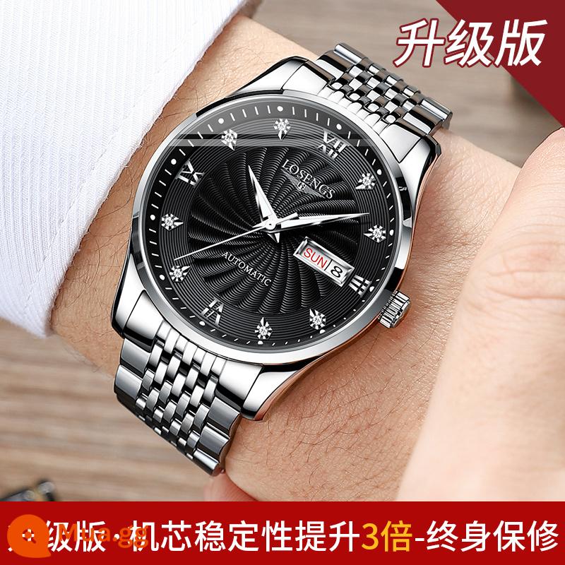 Đồng hồ Longines chính hãng Thụy Sĩ nam doanh nhân hợp thời trang đồng hồ cơ top 10 thương hiệu đồng hồ nam rỗng dạ quang nhập khẩu - Phiên bản nâng cấp-L8215 bề mặt đen tự nhiên, độ ổn định chuyển động tăng gấp ba lần