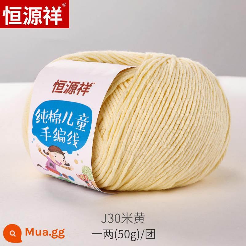 Hengyuanxiang Bé Lông Tơ Sợi Nhóm Store Sữa Cho Bé Sợi Cotton Trẻ Em Móc Kim Tay Áo Len Nón Bóng - J30 màu be