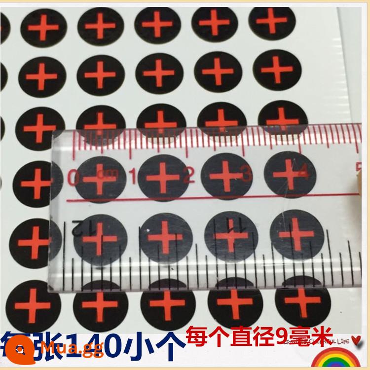 NHỰA PVC cực dương và cực âm nhãn dấu tròn nhận dạng nguồn pin dấu cộng và dấu trừ nhãn dán tự dính nhãn xe hơi tự dính chống thấm nước - Cực âm 9mm, 140 chiếc mỗi tờ