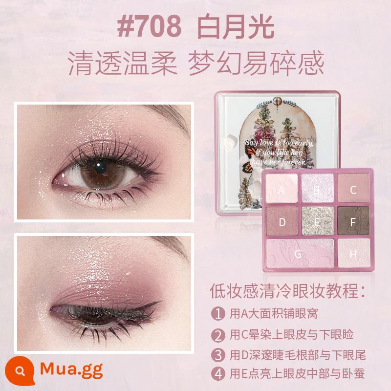 GIỮ SỐNG Vườn Paris Eyeshadow Palette Trà Sữa Màu Đất Hốc Tranh Sơn Dầu Cánh Hoa Hạt Mờ Thỏ Phấn Mắt - 708#白月光