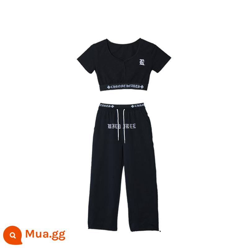 CBX Original Tide Brand Black Short Rốn Jazz Suit Nữ Âu Mỹ Spice Girls Quần thể thao khiêu vũ ngắn tay thẳng - [Có hàng] Bộ vest thẳng tay ngắn [Giao hàng trong vòng 48 giờ]