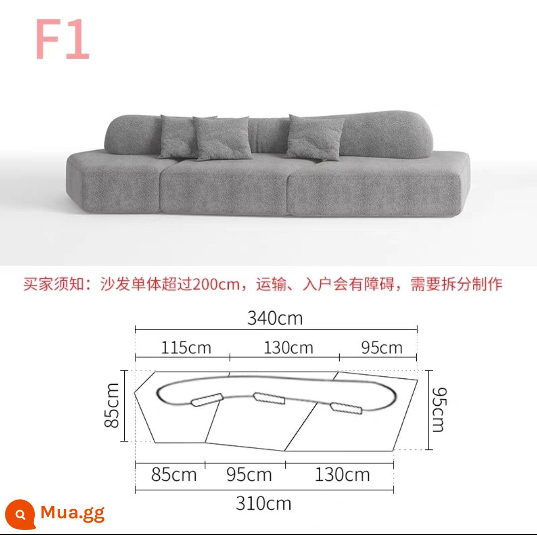 Biệt thự sang trọng ghế sofa đá cao cấp phong cách Jingji căn hộ nhỏ nhà thiết kế sáng tạo vải hình đặc biệt kiểu kem có thể tháo rời và giặt được - Bảo hành mười năm* Tổ hợp F1