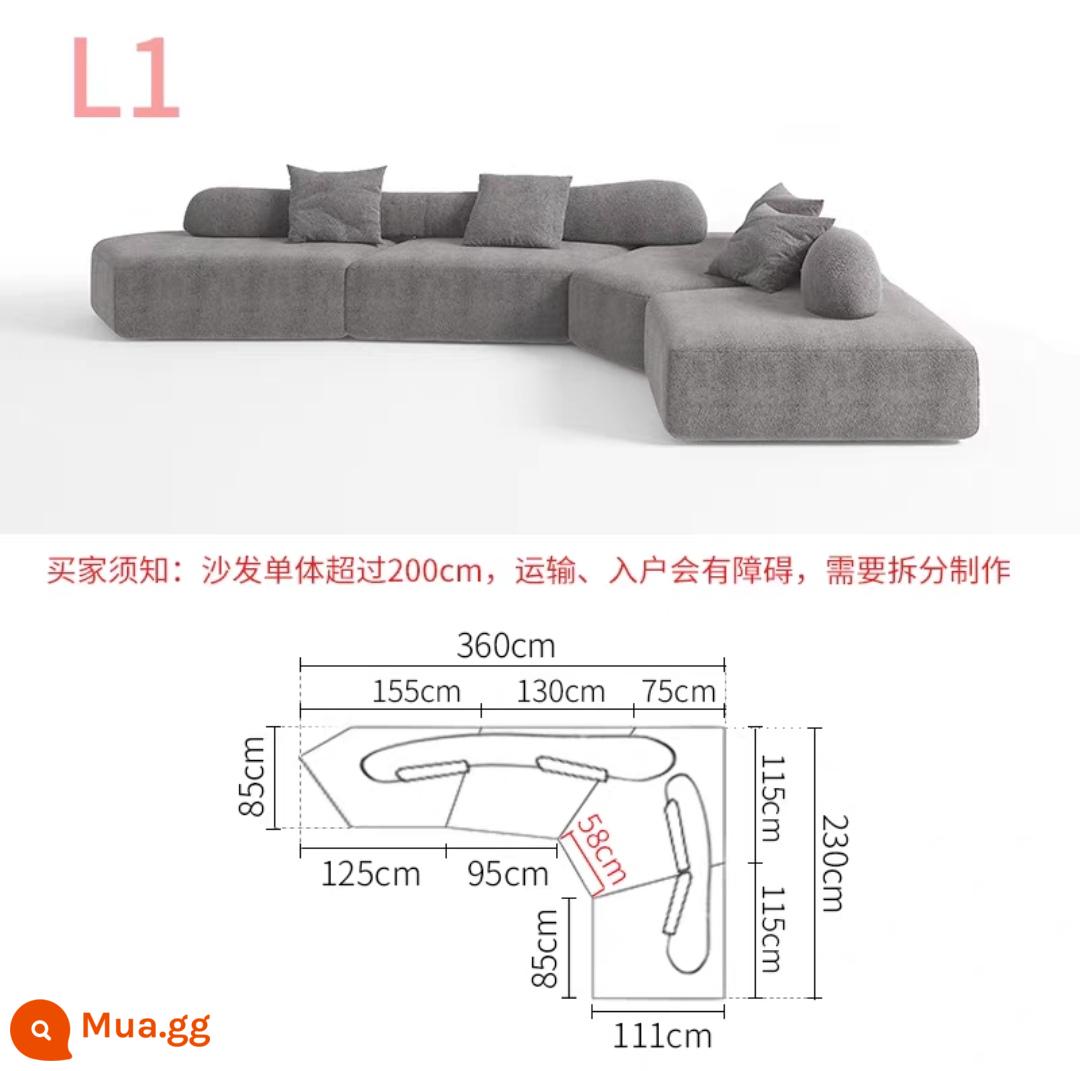 Biệt thự sang trọng ghế sofa đá cao cấp phong cách Jingji căn hộ nhỏ nhà thiết kế sáng tạo vải hình đặc biệt kiểu kem có thể tháo rời và giặt được - Bảo hành mười năm* Kết hợp L1