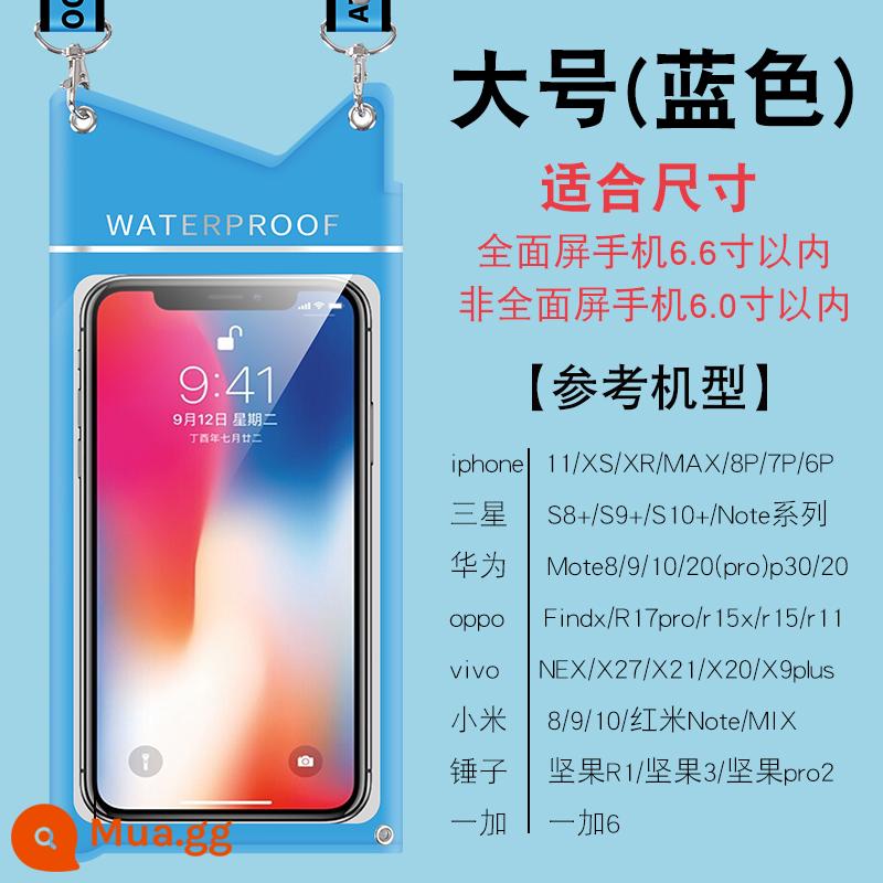 Thích hợp cho túi chống nước điện thoại di động Huawei Mate40Pro30X2E20 với vỏ lặn trong suốt màn hình cảm ứng để giao hàng - Kích thước lớn [màu xanh]