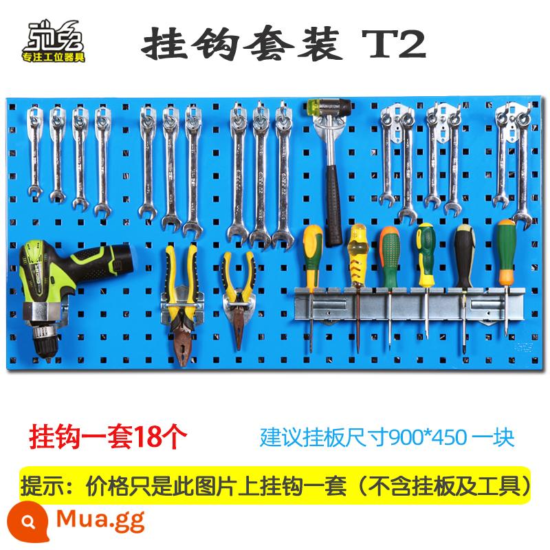 Chí thỏ dụng cụ treo tường bảng treo tường lưu trữ lỗ vuông lỗ bảng lưu trữ giá đỡ trưng bày dụng cụ giá treo bảng móc - Bộ móc T2 không kèm tấm