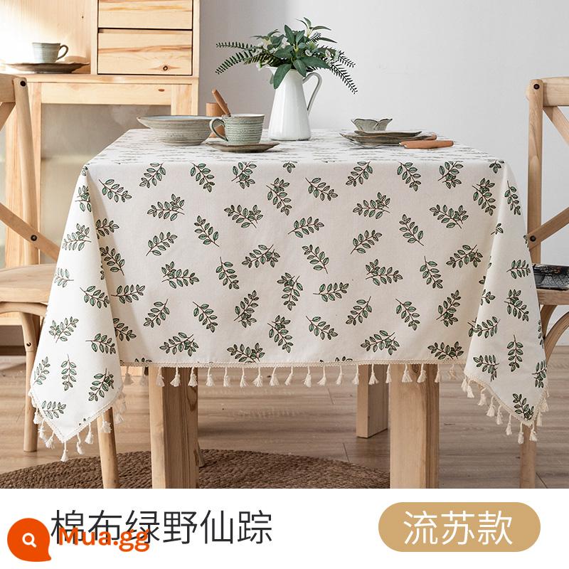 Khăn trải bàn bằng vải lanh và cotton kiểu Nhật ins gió hình chữ nhật retro ký túc xá bàn học sinh khăn trải bàn phòng ngủ lưới hoạt hình màu đỏ thảm trải bàn - Tua chéo - Phù thủy bông xứ Oz