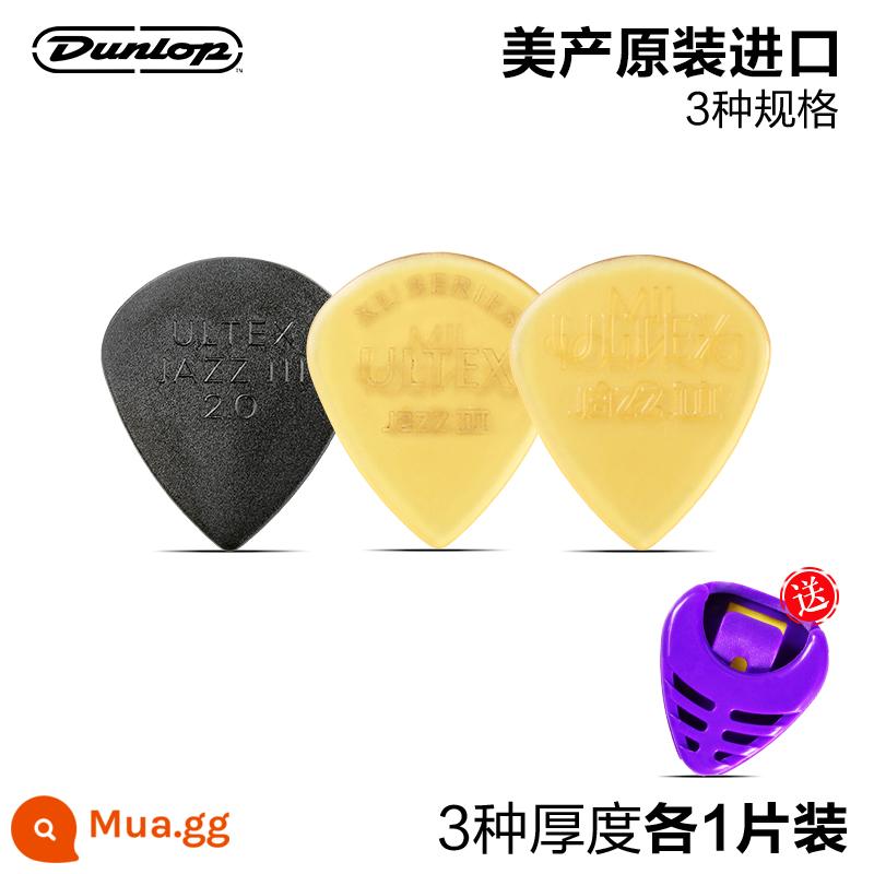 Sáu khúc đàn Dunlop Đàn guitar acoustic điện Dunlop pick ballad quả bom tốc độ dây chống trượt chống mài mòn Jazz3 khúc lò xo - [Gói ba] Mỗi loại có 3 thông số kỹ thuật + kẹp gắp miễn phí