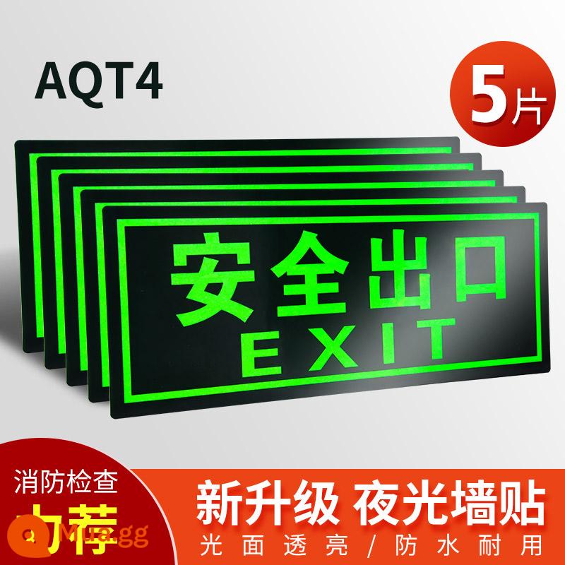 Biển báo thoát an toàn dạ quang dán tường dán sàn cầu thang đoạn sơ tán khẩn cấp biển báo thoát hiểm khẩn cấp biển báo cháy biển báo nhắc nhở tự phát sáng dán mốc huỳnh quang biển cảnh báo biển báo dán - 5 lối thoát hiểm (14*36cm)