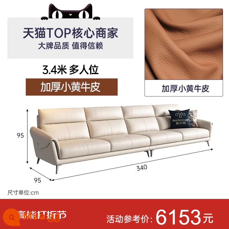 Sofa da bò lớp một lưng cao Pashaman phòng khách ba chỗ ngồi phong cách Ý cực kỳ đơn giản căn hộ nhỏ hiện đại - Da bò lớp thứ nhất dày 1,5mm nhập khẩu SR [3,4m nhiều người] linh hoạt và bền]