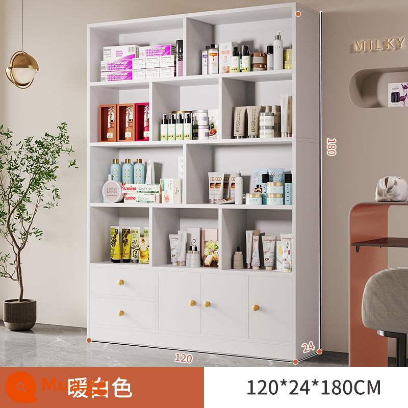 Tủ trưng bày mỹ phẩm làm đẹp đơn giản tủ trưng bày sản phẩm kệ trưng bày shop chăm sóc móng tay trưng bày shop mẹ và bé container - Máy bơm đôi ba cửa 120cm màu trắng ấm