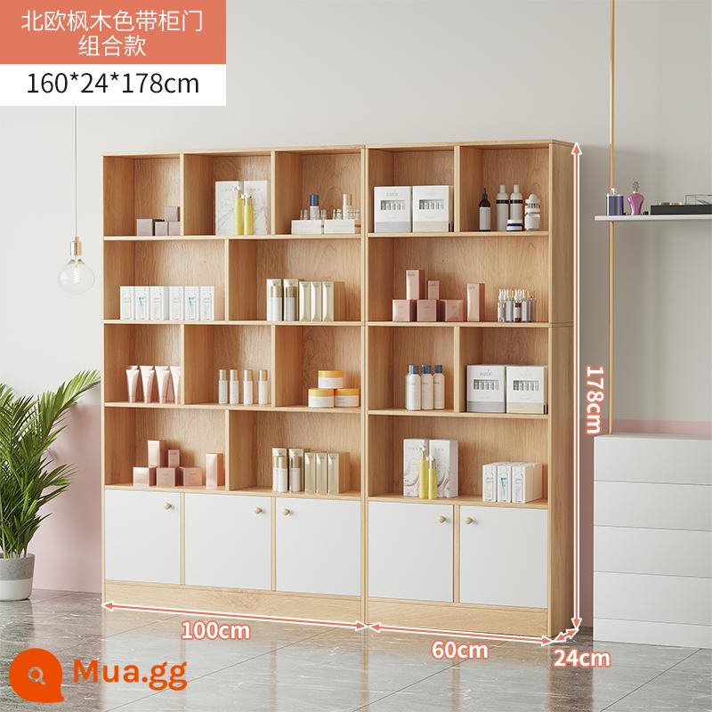 Tủ trưng bày mỹ phẩm làm đẹp đơn giản tủ trưng bày sản phẩm kệ trưng bày shop chăm sóc móng tay trưng bày shop mẹ và bé container - Cây phong Bắc Âu 160cm có cửa