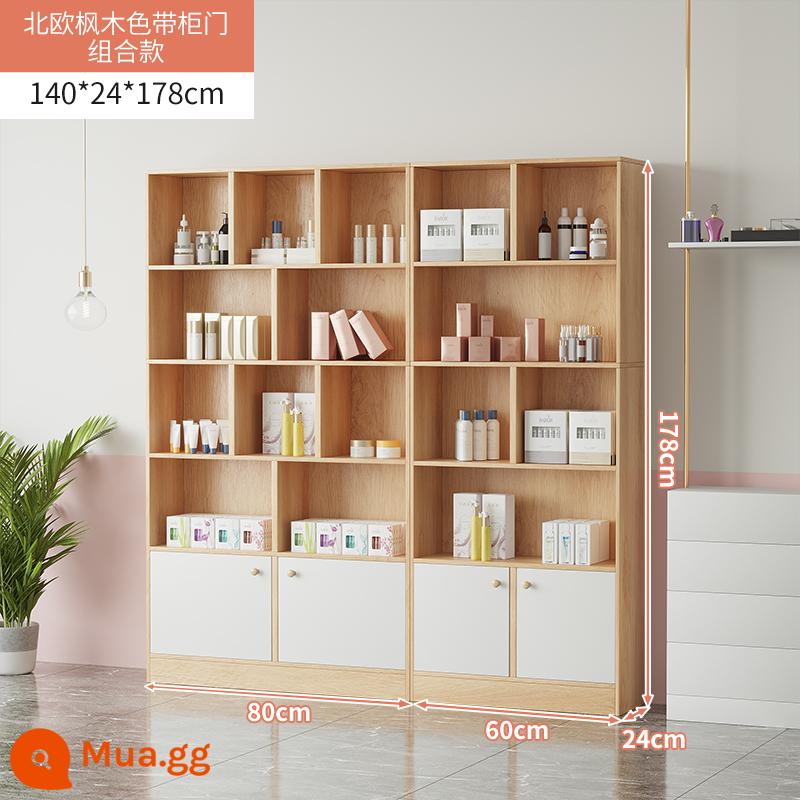 Tủ trưng bày mỹ phẩm làm đẹp đơn giản tủ trưng bày sản phẩm kệ trưng bày shop chăm sóc móng tay trưng bày shop mẹ và bé container - Cây phong Bắc Âu 140cm có cửa