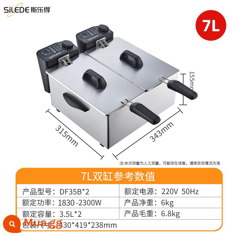 Slade Fryer Hộ Gia Đình Nhỏ Electric Fryer Electric Fryer Thương Mại Chuỗi Chiên Khoai Tây Chiên Fryer Mini Fryer - Hệ thống sưởi theo vùng lót bằng thép không gỉ 7L