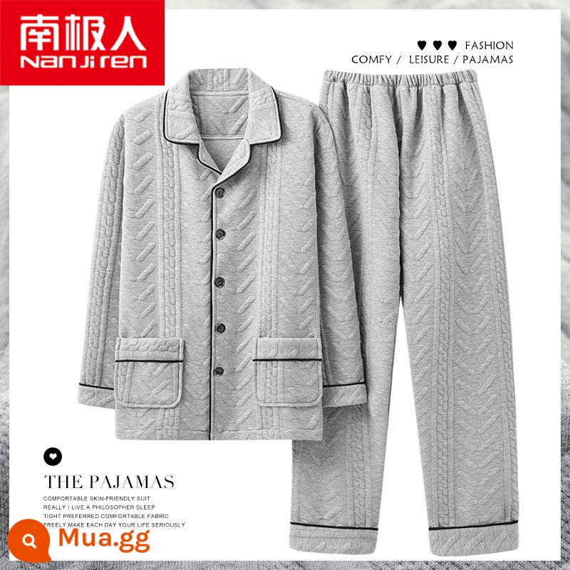 Nanjiren Bộ Đồ Ngủ Thu Đông Nam Cotton Nguyên Chất Trung Niên Bố Dày Mỏng Chần Bông Không Khí Phục Vụ Gia Đình Phù Hợp Với - NJR-MG9206