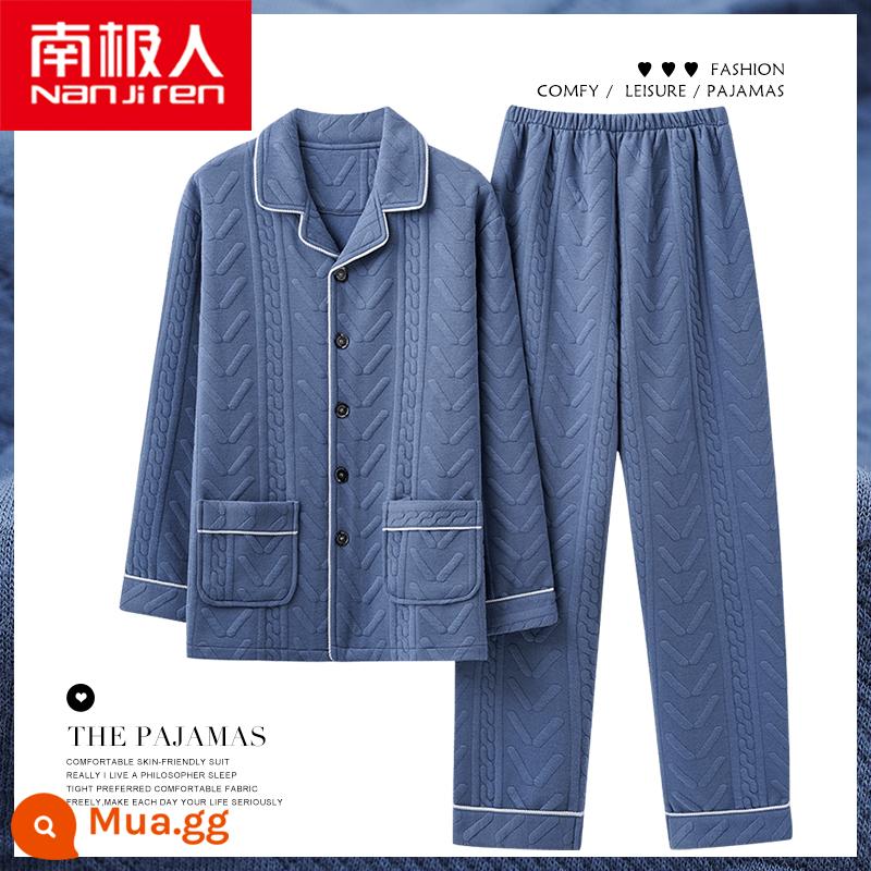 Nanjiren Bộ Đồ Ngủ Thu Đông Nam Cotton Nguyên Chất Trung Niên Bố Dày Mỏng Chần Bông Không Khí Phục Vụ Gia Đình Phù Hợp Với - NJR-MG9202