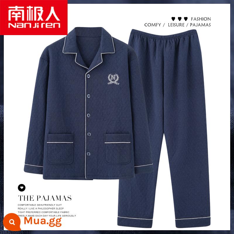 Nanjiren Bộ Đồ Ngủ Thu Đông Nam Cotton Nguyên Chất Trung Niên Bố Dày Mỏng Chần Bông Không Khí Phục Vụ Gia Đình Phù Hợp Với - NJR-NX89906