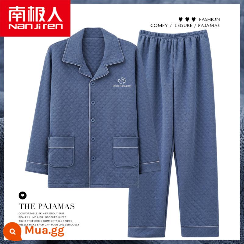 Nanjiren Bộ Đồ Ngủ Thu Đông Nam Cotton Nguyên Chất Trung Niên Bố Dày Mỏng Chần Bông Không Khí Phục Vụ Gia Đình Phù Hợp Với - NJR-KM6094