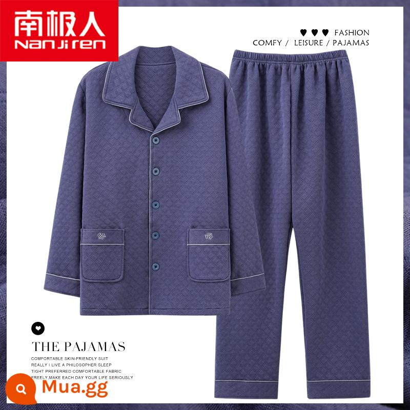 Nanjiren Bộ Đồ Ngủ Thu Đông Nam Cotton Nguyên Chất Trung Niên Bố Dày Mỏng Chần Bông Không Khí Phục Vụ Gia Đình Phù Hợp Với - NJR-KM6097