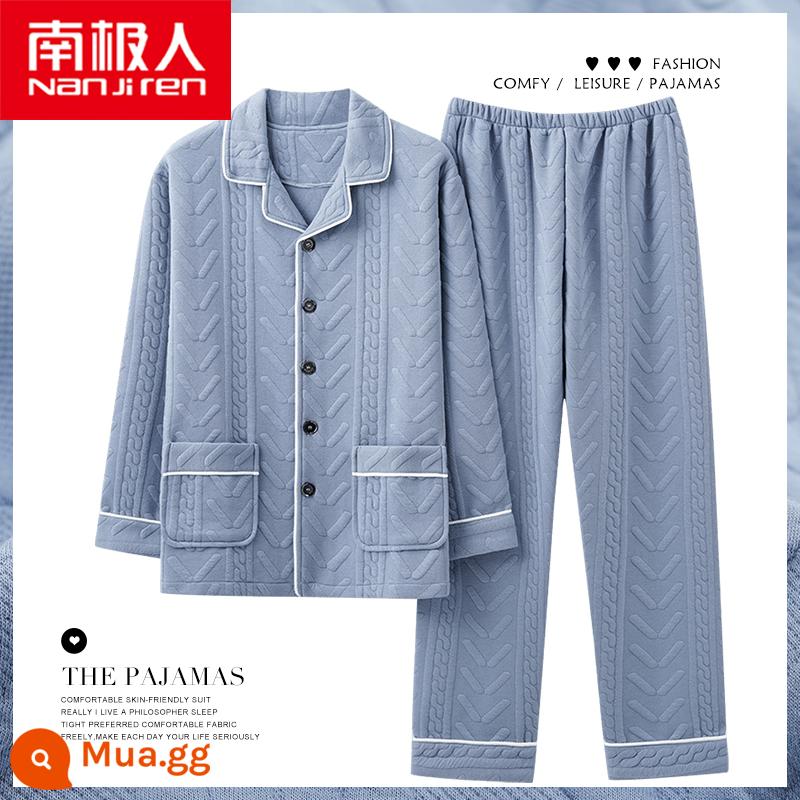 Nanjiren Bộ Đồ Ngủ Thu Đông Nam Cotton Nguyên Chất Trung Niên Bố Dày Mỏng Chần Bông Không Khí Phục Vụ Gia Đình Phù Hợp Với - NJR-MG9201