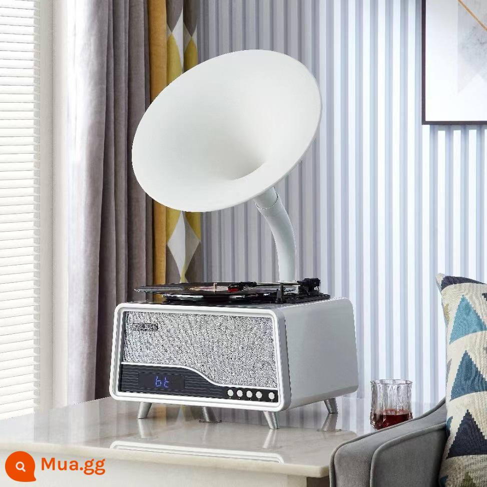 Máy quay đĩa đồ trang trí cổ điển cao cấp, máy ghi âm vinyl retro, âm thanh loa lớn, máy ghi âm điện cổ điển Châu Âu - 2020 trắng