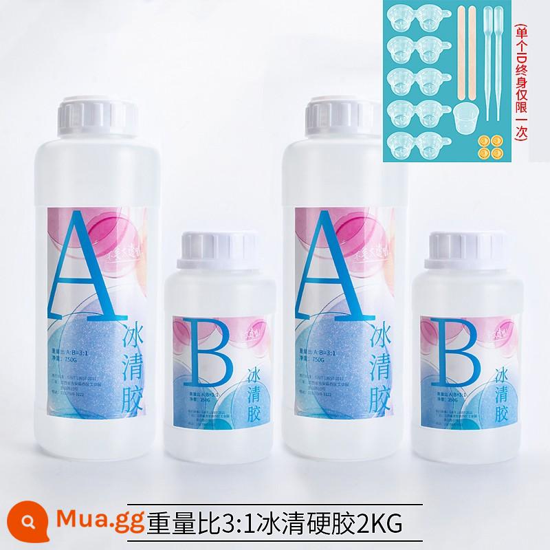 Epoxy tự làm keo pha lê handmade sông bàn chất liệu nhựa epoxy keo trong suốt cao mẫu nhanh khô keo AB - Keo cứng Ice Clear Glue 3:1 2kg (Ưu tiên thu mua)