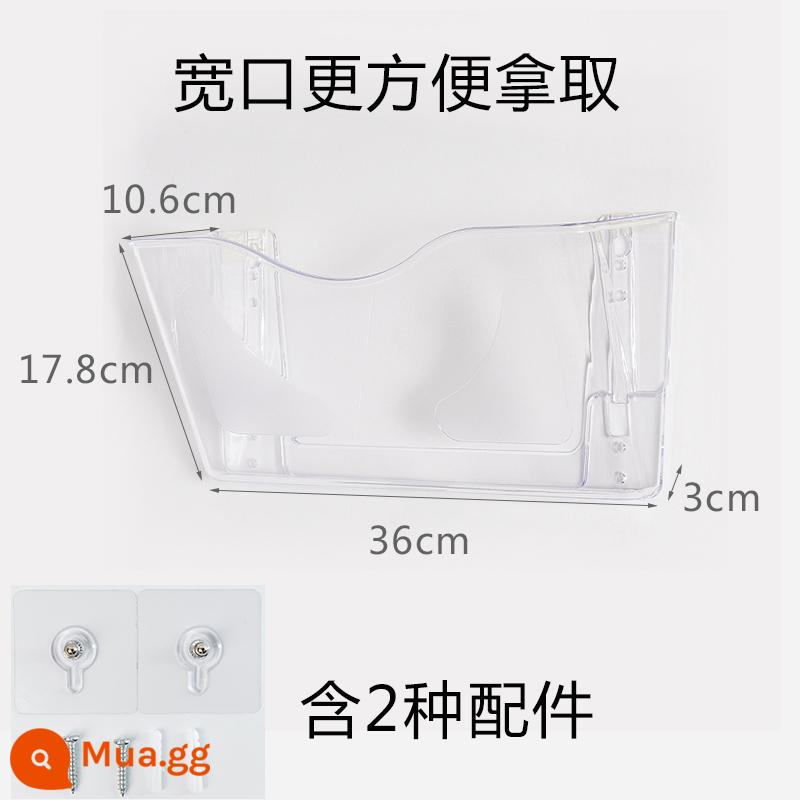 Tờ rơi acrylic giá trưng bày a4 đại lý du lịch treo tường giá đỡ hộp trang đơn giá treo tường thư mục treo tường - A4 miệng rộng ngang (36 rộng * 17,8 cao * dày 3,5) miệng rộng - kiểu ngang