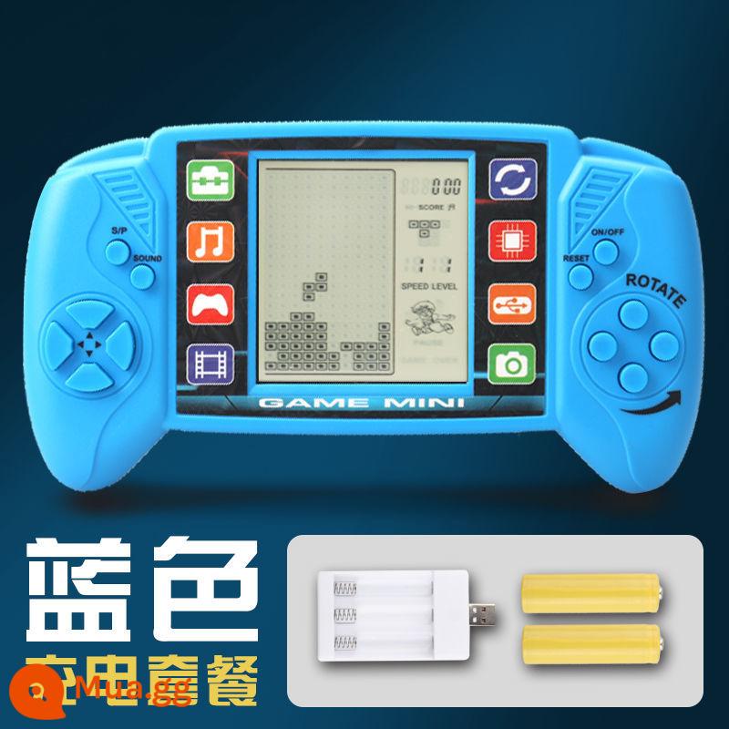 Màn hình lớn máy chơi game Tetris tham lam rắn đồ chơi giáo dục trẻ em phiên bản ngang cầm tay hoài cổ sau 8090 quà tặng - Bộ sạc Blue + (Hộp màu) Nhận và giao hàng ưu tiên