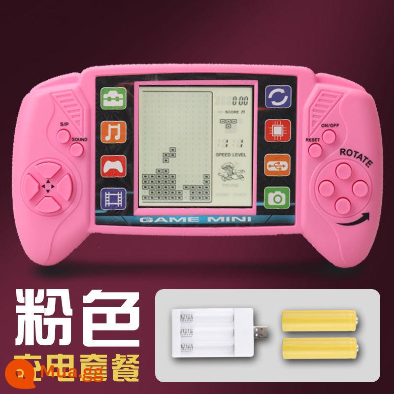 Màn hình lớn máy chơi game Tetris tham lam rắn đồ chơi giáo dục trẻ em phiên bản ngang cầm tay hoài cổ sau 8090 quà tặng - Hồng + Bộ Sạc (Hộp Màu) Nhận và Mua Ưu Tiên Giao Hàng