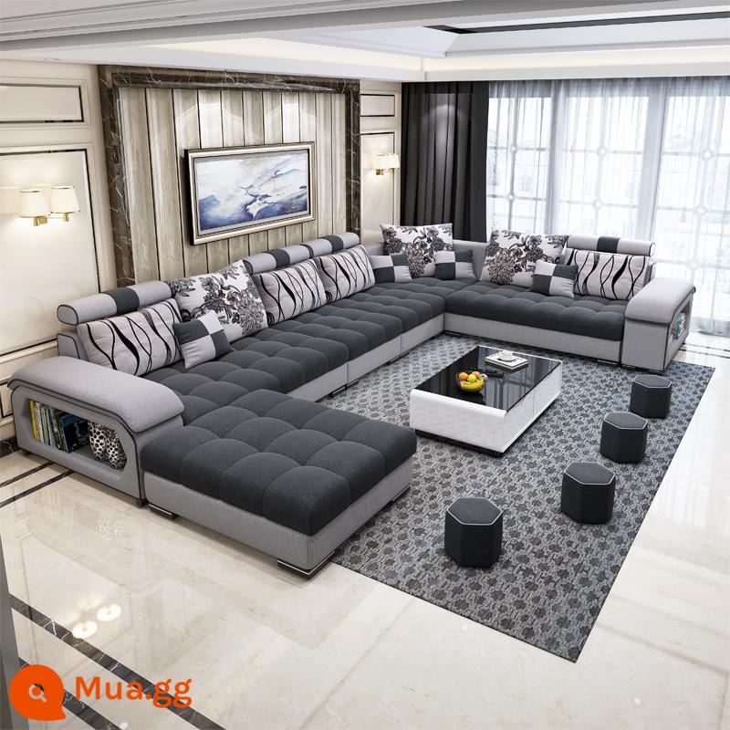 Sofa vải đơn giản hiện đại căn hộ lớn nhỏ phòng khách Bắc Âu công nghệ cao su Sofa vải 2023 kết hợp mới - Mẫu màu xám (vải lanh)