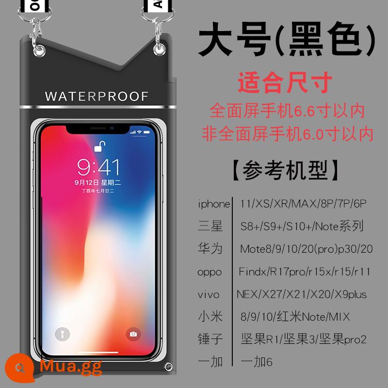 Túi chống nước cho điện thoại di động, vỏ lặn với màn hình cảm ứng, giao hàng trôi dạt nhạy cảm, người lái thay đổi túi đựng đồ lặt vặt, chống mưa và chống bụi - Nâng cấp màu đen-kích thước lớn