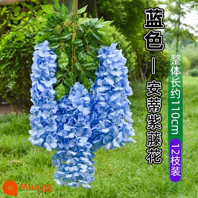 Mô phỏng Wisteria hoa hoa giả tím treo trần hoa cây nho trong nhà trang trí đám cưới mây nhựa dải hoa cây nho - Wisteria cổ [siêu đậm đặc] màu xanh (6 miếng)