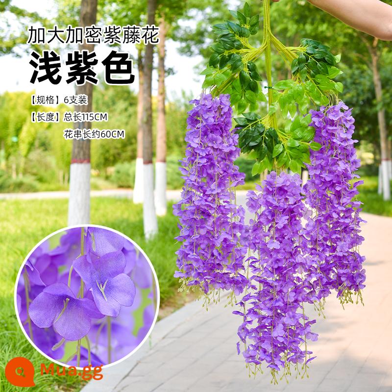 Mô phỏng Wisteria hoa hoa giả tím treo trần hoa cây nho trong nhà trang trí đám cưới mây nhựa dải hoa cây nho - Mã hóa mở rộng màu tím nhạt (6 miếng)