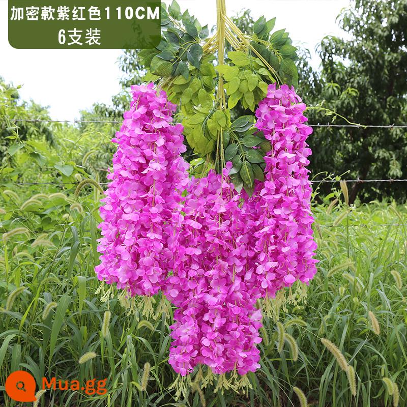 Mô phỏng Wisteria hoa hoa giả tím treo trần hoa cây nho trong nhà trang trí đám cưới mây nhựa dải hoa cây nho - Mã hóa mở rộng màu đỏ tím (6 miếng)